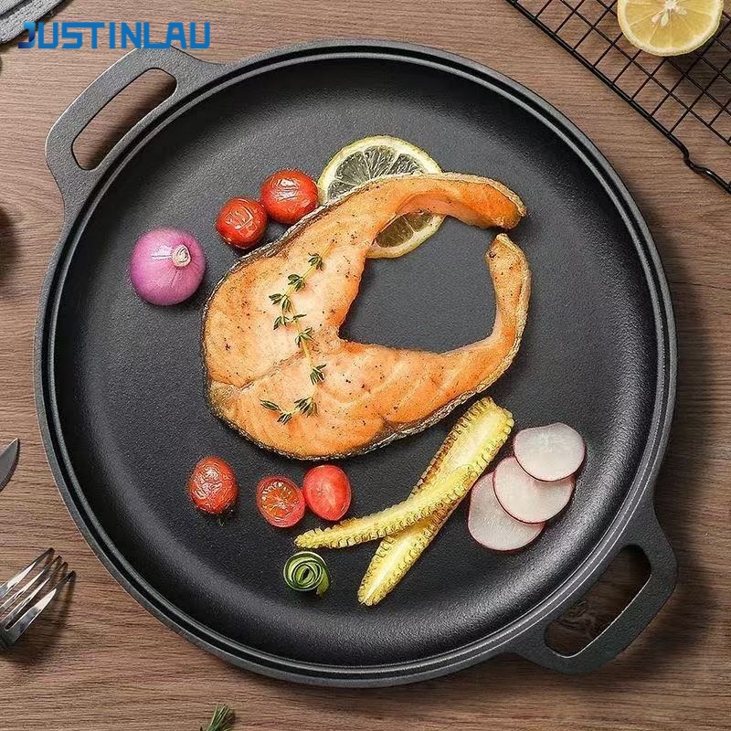 Electric Griddle Pancake - JUSTINLAU Double-Ear Frying Pan Cast Iron