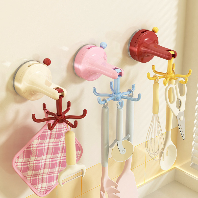 Kitchen Appliances Storage - Suction Cup Rotating Kitchen Hook No