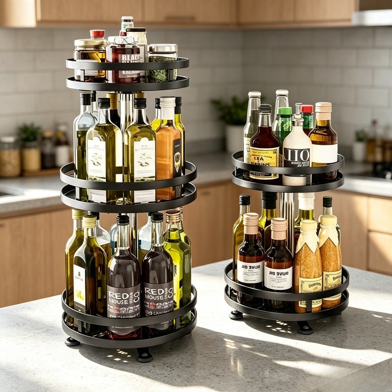 Kitchen Appliances Storage - 360° Degree Rotatable Spice Turntable Kitchen