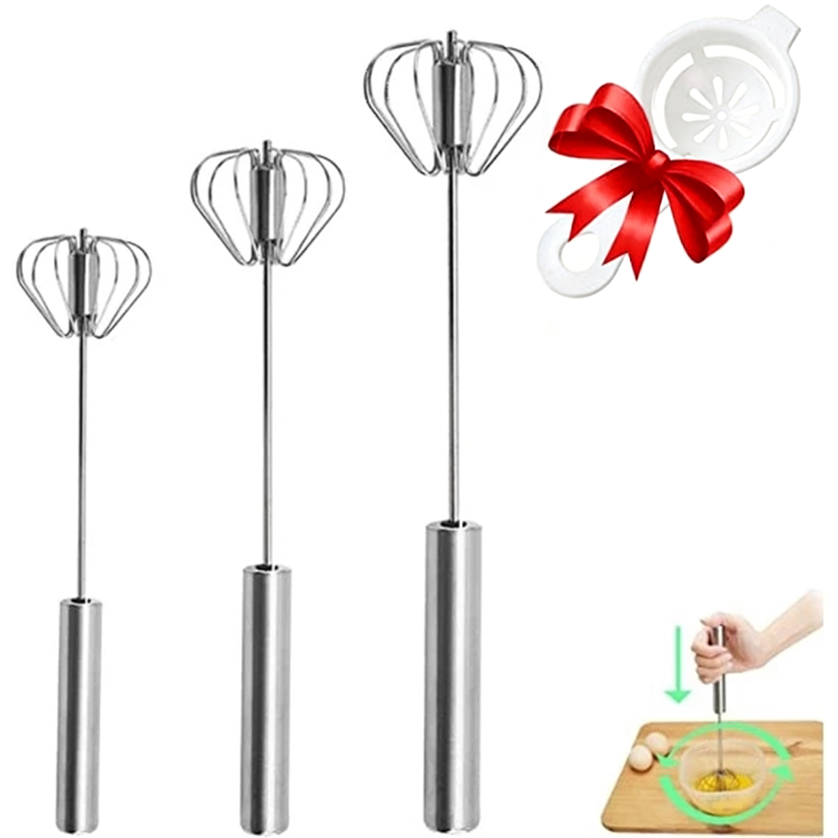 1/3pcs Stainless Steel Egg Bea - Kitchen Appliances Restaurant review and price