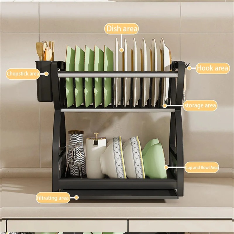 2 Tier Dish Drying Rack Kitche - Kitchen Appliances Storage review and price